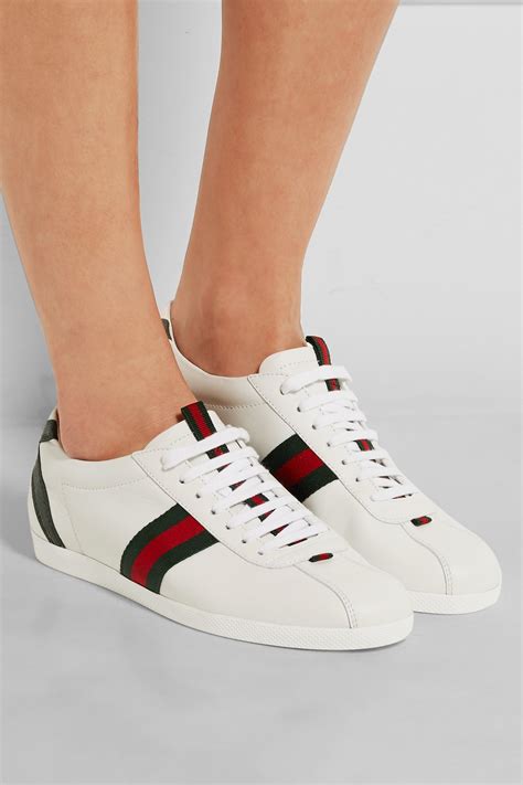 gucci leather sneaker with web price|gucci white women's sneakers.